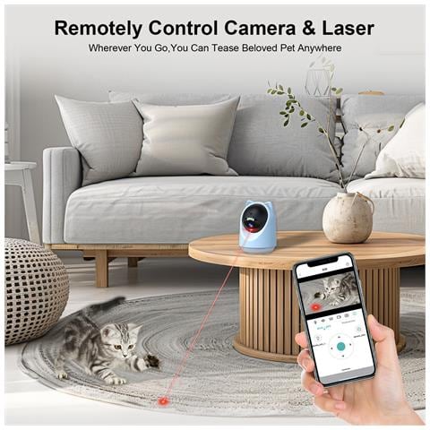 Telecamera Ai Per Animali Domestici Con Puntatore Laser - Bianco: Giocattolo E Monitor Intelligenti Per Gatti A Distanza - Foto 4