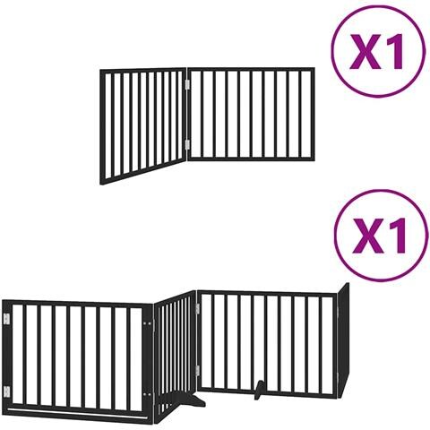 Cancello per Cani Porta Pieghevole Nero 6 Pannelli 480cm Pioppo - Foto 1