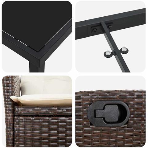 Set da Pranzo per Giardino 3 pcs Marrone polyrattan - Foto 9