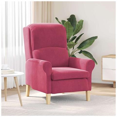 poltrona Rosso vino 76 x 94 x 102 cm Velluto - Foto 2