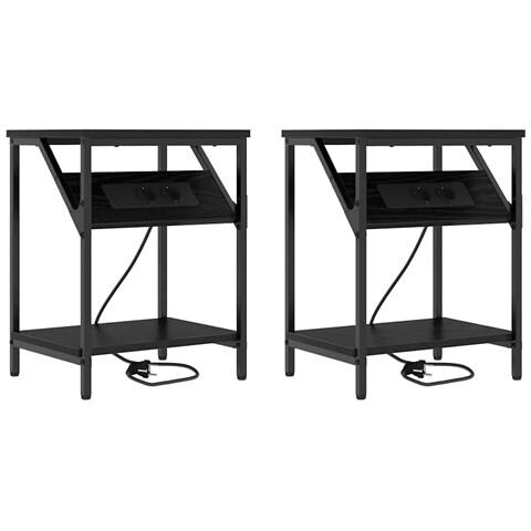 Mobiletti da Notte 2 pcs Rovere nero 38 x 30 x 48 cm - Foto 1