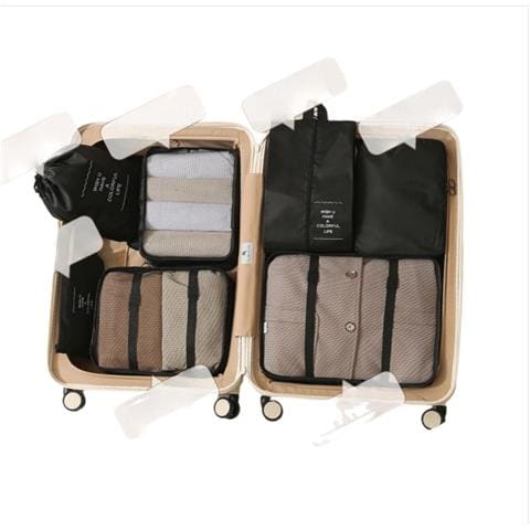 Set Di 7 Organizer Da Viaggio Per Articoli Da Toeletta E Cosmetici - Cubi Per Valigie Black - Foto 1
