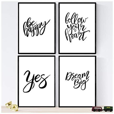 Set Di 4 Stampe Con Messaggi Felici E Colorati. 'sogni Del Grande' Senza Cornice A4 - Foto 1