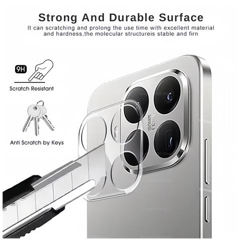 Protezione Obiettivo Fotocamera Compatibile Xiaomi 15t - Vetro Temperato, Trasparente, Stampa Serigrafica - Foto 3