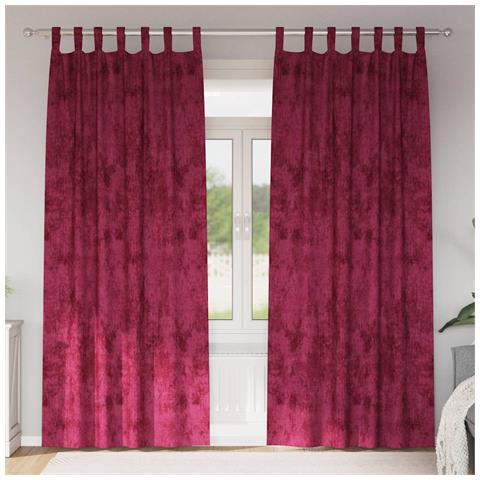 Tenda con tende 2 pcs Rosso vino 225 x 140 cm Velluto - Foto 2