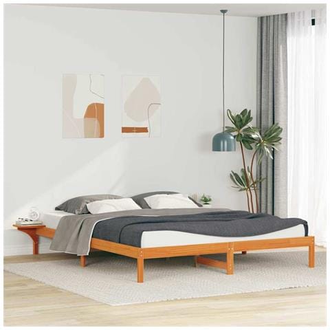 Letto con Tavolini Laterali Marrone cerato 200 x 220 cm - Foto 2