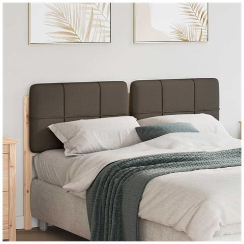 Testiera imbottita Marrone e taupe 120 cm Pino massello - Foto 2