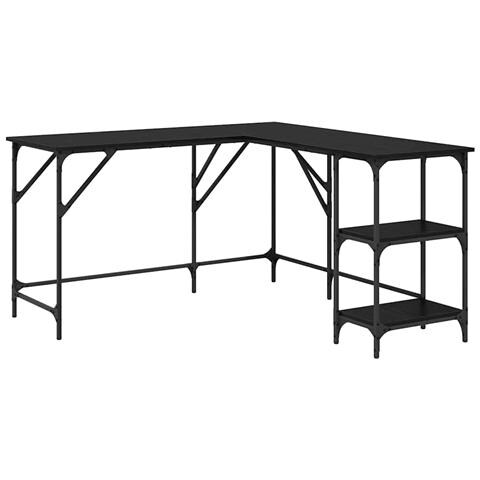 Scrivania Rovere Nero 139 x 139 x 75 cm Legno multistrato - Foto 1