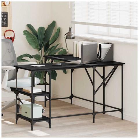 Scrivania Rovere Nero 139 x 139 x 75 cm Legno multistrato - Foto 2