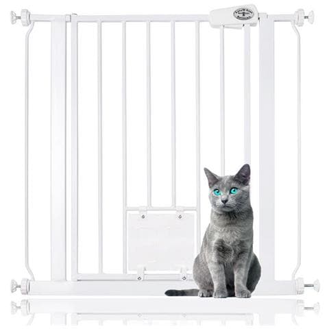 Bettacare Cancelletto Per Animali Con Gattaiola Bloccabile, 75cm - 83cm, Bianco, Altezza Di 75cm - Foto 1