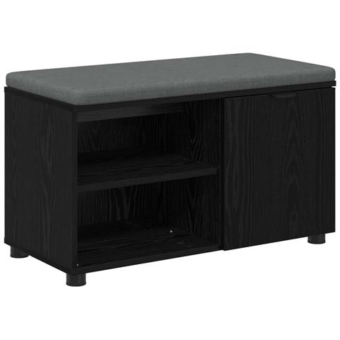 Panca per ingresso con cuscino Rovere Nero 80 x 38 x 46 cm - Foto 1