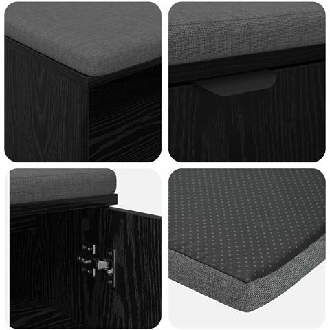 Panca per ingresso con cuscino Rovere Nero 80 x 38 x 46 cm - Foto 9
