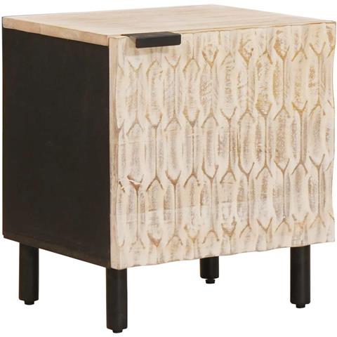 Armadio da Notte Bianco 40 x 33 x 46 cm Legno di mango massello - Foto 1