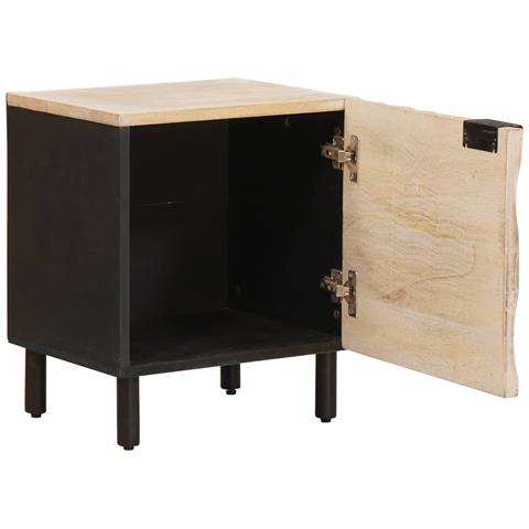 Armadio da Notte Bianco 40 x 33 x 46 cm Legno di mango massello - Foto 2