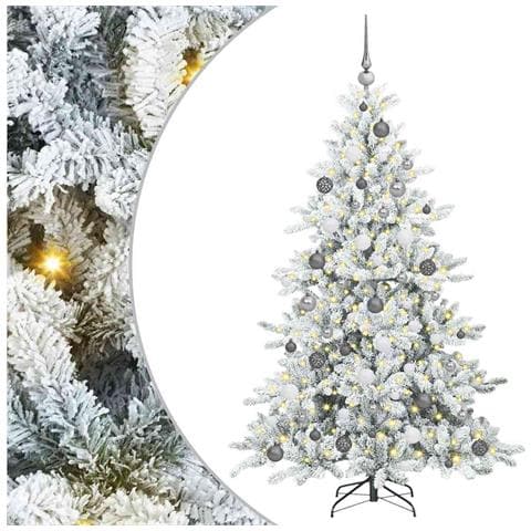 Albero di Natale Artificiale con Rami Pieghevoli Bianco 180 cm - Foto 1
