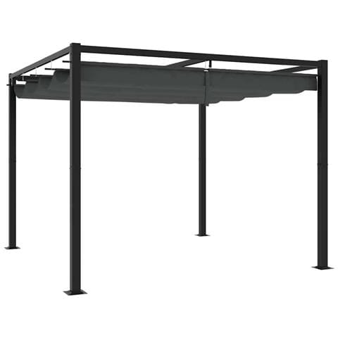 Gazebo da Giardino con Tetto Retrattile Antracite 3x3 m Acciaio - Foto 1