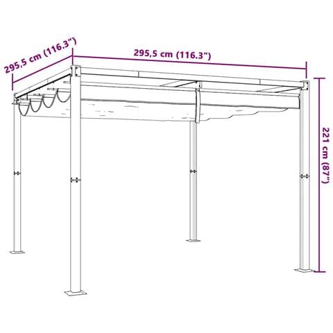 Gazebo da Giardino con Tetto Retrattile Antracite 3x3 m Acciaio - Foto 8