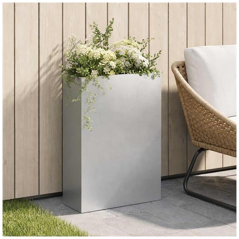 Vaso da giardino Argento 40 x 20 x 75 cm Acciaio Inox - Foto 2