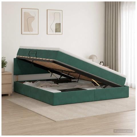 Letto con Contenitore Verde Scuro 180 x 200 cm Velluto - Foto 2