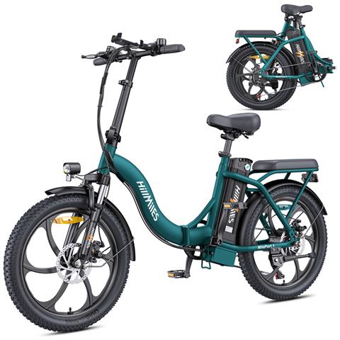 MilePort 1 Bici Elettrica Urbana Pieghevole, telaio in acciaio alto tenore di carbonio, cambio a 7 velocità, velocità massima 25 km /h, batteria rimovibile 36V 13Ah, pneumatici antiforatura, Verde - Foto 1