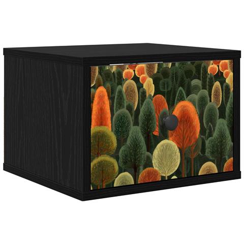 Mobiletto da comodino a parete ZAANDAM Rovere Nero - Foto 1