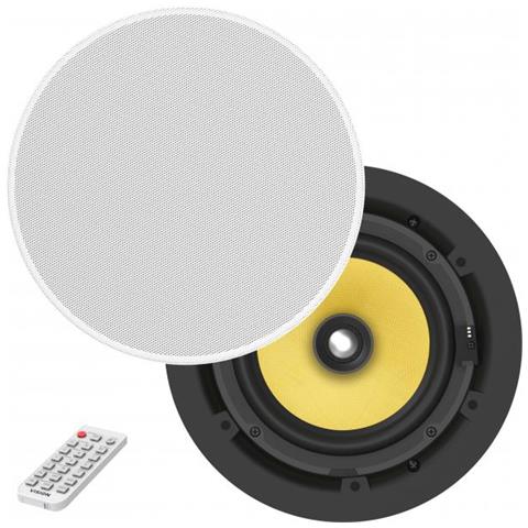 Coppia di Altoparlanti Attivi da Soffitto con Bluetooth Potenza 70 Watt Telecomando a Infrarossi Incluso Colore Bianco - Foto 1