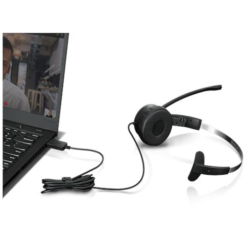 Cuffie 100 Mono con USB e Microfono Integrato Nero - Foto 4