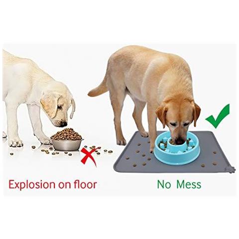 Silicone Pet Feeding Mat Non Di Slittamento Impermeabile Ciotola Mat Per Cane E Gatto 47 X 30 Cm Grigio - Foto 2
