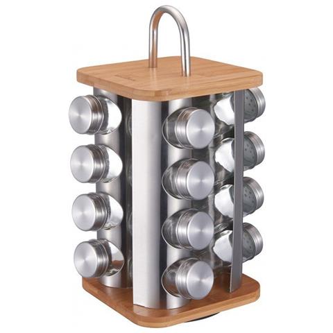 Kb-7555 Porta Spezie Con 16 Contenitori In Vetro Su Supporto In Bambù - Foto 2