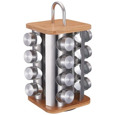 Kb-7555 Porta Spezie Con 16 Contenitori In Vetro Su Supporto In Bambù - Foto 1