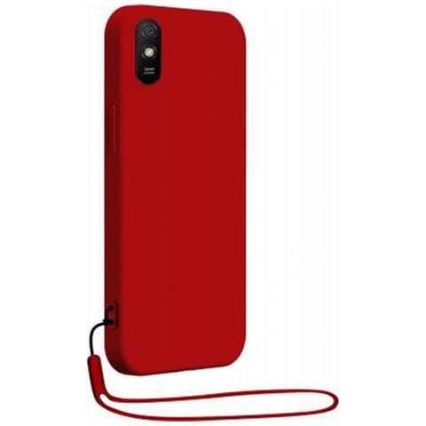 Cover In Silicone Per Xiaomi Redmi 9a Con Cinturino Da Polso Abbinato, Rosso - Foto 1