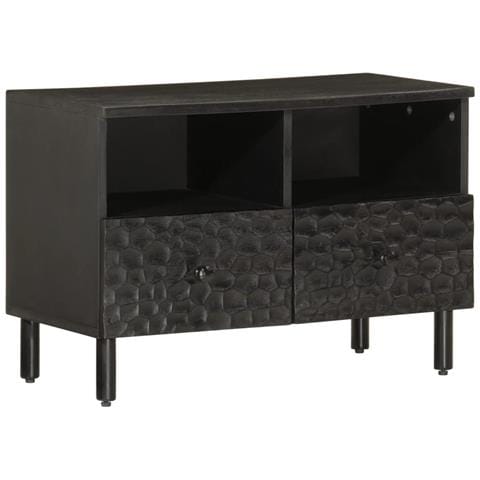 Mobile Porta Tv Nero 70x33x46 Cm In Legno Massello Di Mango - Foto 1