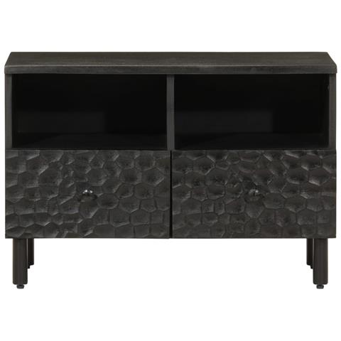 Mobile Porta Tv Nero 70x33x46 Cm In Legno Massello Di Mango - Foto 3