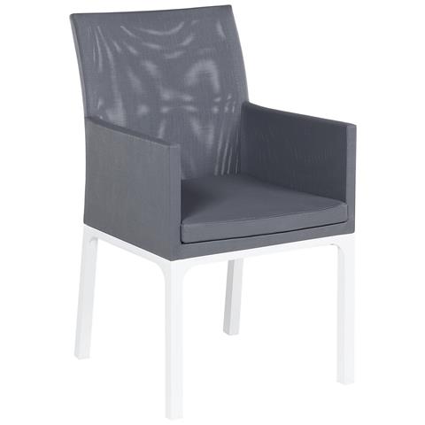 Set Di 6 Sedie Tessuto Grigio Scuro E Bianco Bacoli - Foto 8