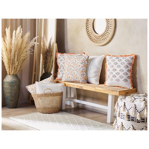 Cuscino Decorativo Meadia Cotone 45 X 45 Cm Floreale Stampa A Blocchi Multicolore - Foto 1