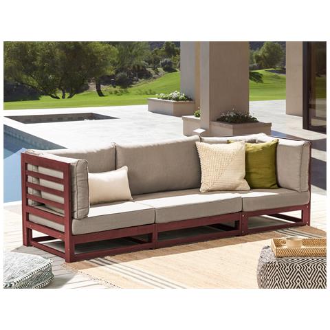 Divano 3 Posti Trani Legno D'acacia Rosso Scuro - Foto 1