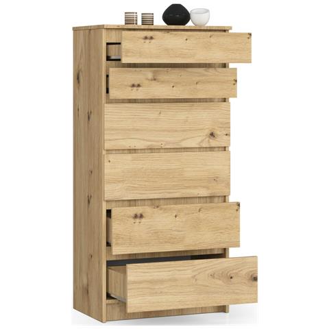 Cassettiera K60, 6 cassetti, 60x40x130 cm, Colore Quercia Artisan - Foto 2