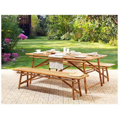 Set Da Giardino 4 Posti Bambù Chiaro Tindari - Foto 1