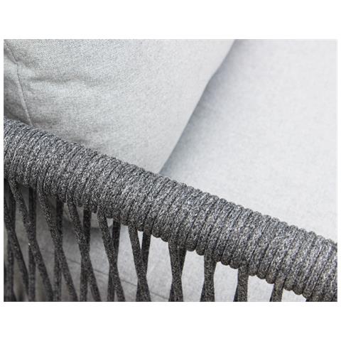 Salotto Da Esterno 4 Posti In Alluminio E Rivestimento In Corda Con Cuscini Gaviria - Foto 7