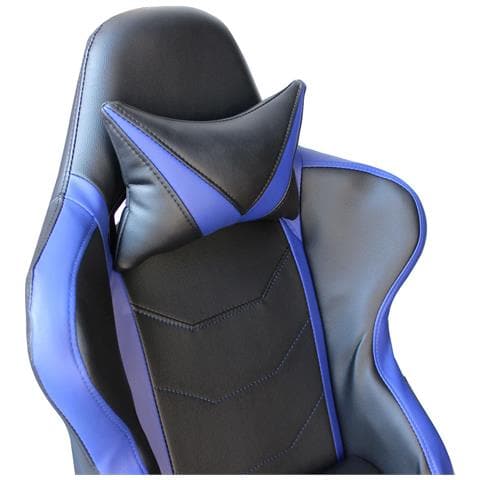 Poltrona Da Ufficio E Gaming Ergonomica In Pelle Nera Blu Multiposizione Interlagos - Foto 6