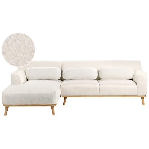 Divano Angolare 3 Posti Simos Bouclé Bianco Lato Destro - Foto 2