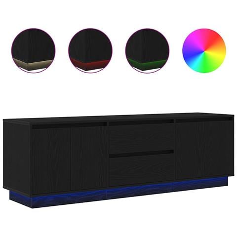 Mobile Porta TV con Luci LED Rovere Nero 160,5x41x50 cm - Foto 1