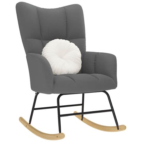 Sedia A Dondolo Grigio Scuro In Tessuto - Foto 1