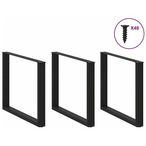 Gambe Tavolo Pranzo A U 2 Pz Nero 100x(72-73) Cm Acciaio - Foto 3