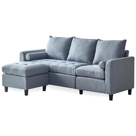 Coventry Divano 3 Posti In Tessuto Con Pouf Grigio Chiaro - Foto 2