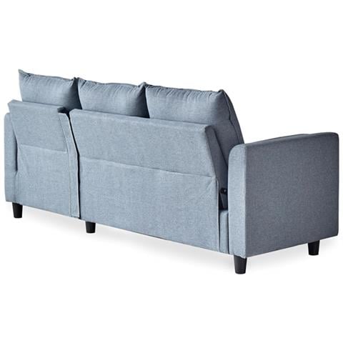 Coventry Divano 3 Posti In Tessuto Con Pouf Grigio Chiaro - Foto 5