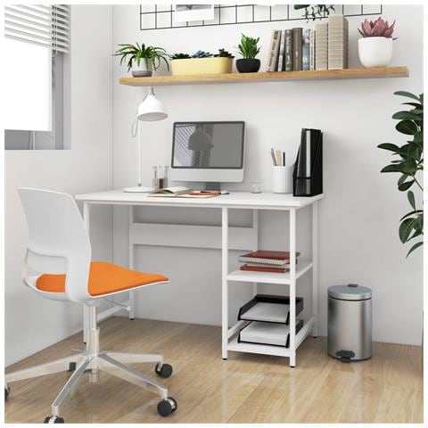 Scrivania Per Computer Bianca 105x50x72 Cm In Mdf E Metallo - Foto 8