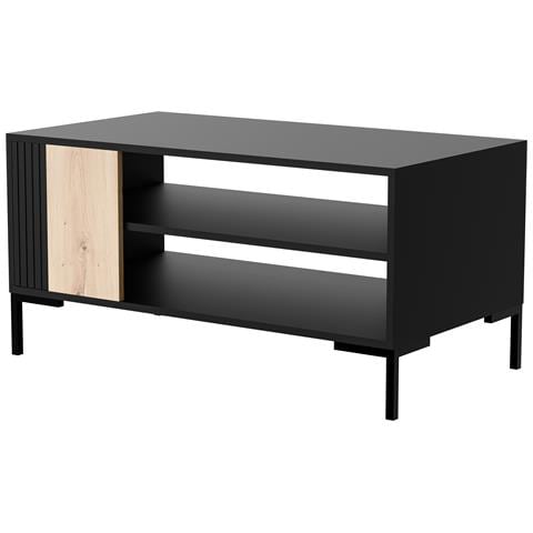 Tavolino MERCI 100 x 55 x 49 cm nero /rovere artigianale - Foto 1