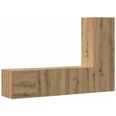 Mobili TV a Parete 3 pz Rovere Artigianale in Legno Multistrato - Foto 1
