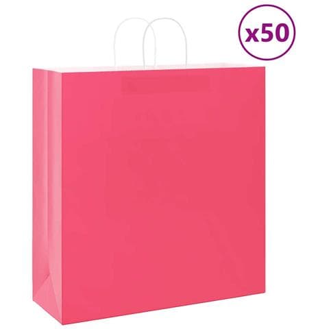 Sacchetti di Carta 50 pz con Manici Rosa 45x17x48 cm - Foto 1